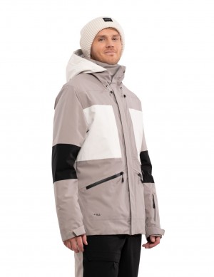 Kurtka Narciarska Męskie Icepeak Cale Waterproof Padded Szare Białe | Polska-DSP745986